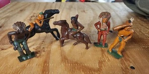 Vintage Grey Cast Iron Indians & Horses & MORE!! Early 1930s Dime Store! G50 - Picture 1 of 11