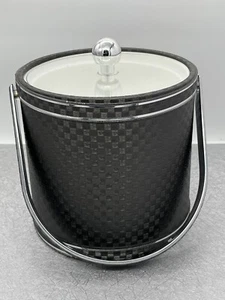 Vintage Elegance by Kraftware Ice Bucket Grey w/ Squares MCM style Great Shape! - Picture 1 of 9