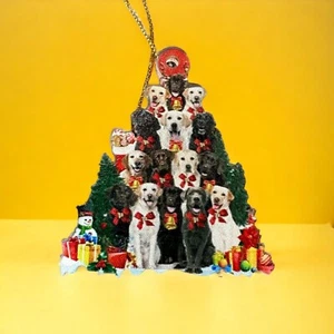 Dog Christmas Ornament Stacked X Mas Tree Hanging Figurine Decor Puppy Holiday - Picture 1 of 14