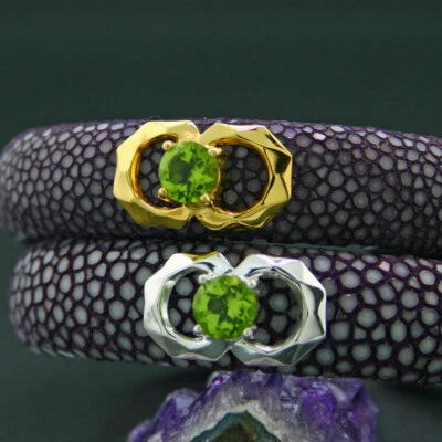 Peridot Rochenleder Armreif 925er Silber gelb - Bild 1 von 4