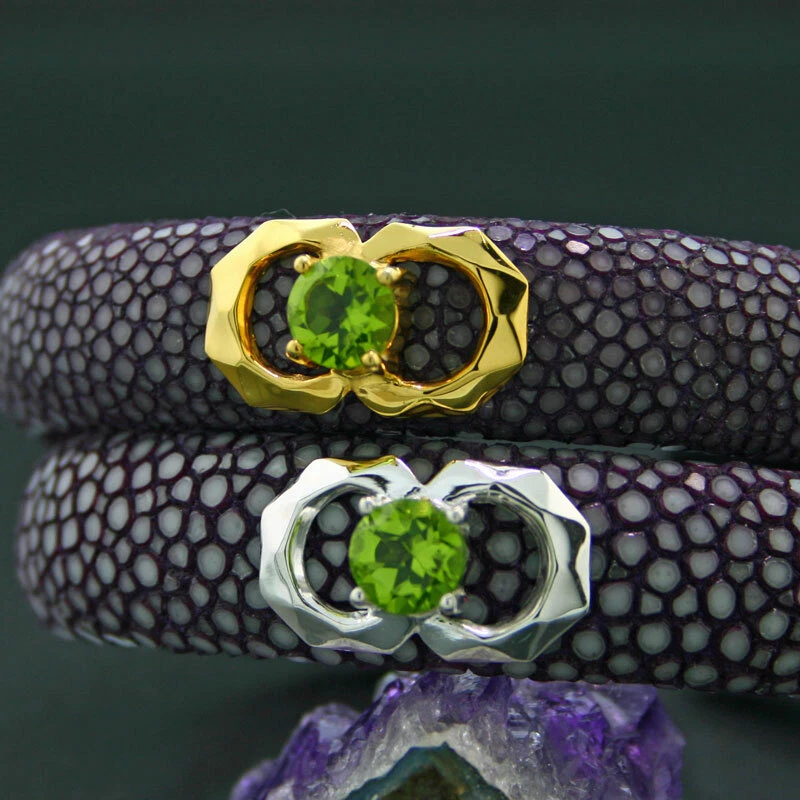 Peridot Rochenleder Armreif 925er Silber gelb - Bild 1 von 4