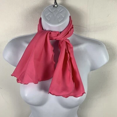 复古女式头领围巾亮色纯色粉红色荷叶边下摆经典定制  — 第 1/4 张图片