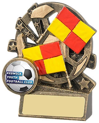 Trofeo Calcio Linesman Premio Ufficiale XBLAST Bandiere 9cm Incisione Gratis RF017