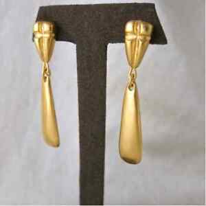 New W/Tags Vintage  Robert Lee Morris Gold Plated Pierced Long Teardrop Earrings