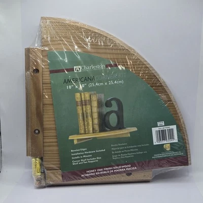 Плавающая угловая полка 10x10 белый набор для быстрой установки медовый дуб твердая древесина  - Изображение 1 из 4