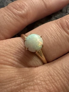 Anillo Antiguo Oro Y Ópalo-Probado 10k-Tamaño 6-1.6 gramos - Imagen 1 de 3