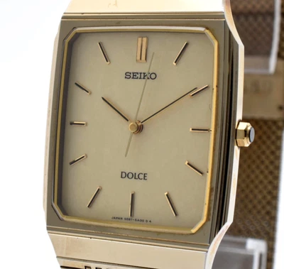 Vintage 1990 [N MINT] SEIKO DOLCE 5E61-5A00 Quartz Tangusten Men's Watch JAPAN - Image 1 of 4