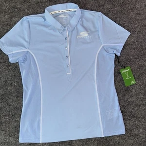 Skechers Golf Damen Polo Größe Large Neu mit Etikett Shirt Babyblau Polyester Oberteil - Bild 1 von 7