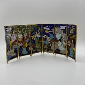Mini Klappschirm Japanisch Cloisonné Miniatur Emaille Metall Klappschirm Vintage - Bild 1 von 9