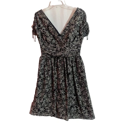 Vestido midi envolvente de gasa floral negro LONDON TIMES talla 10P 10 A2 vibraciones retro Foto 1 de 4