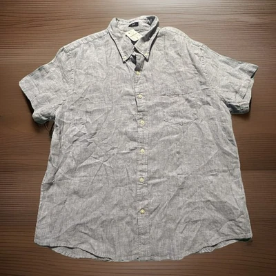 J Crew Linen Blend Shirt Men’s XXL Slim Short Sleeve Button Down New - Image 1 of 4
