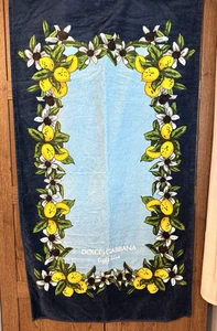 Dolce & Gabbana Light Blue Beach Towel Lemons Collectible 32" x 59" - Picture 1 of 6