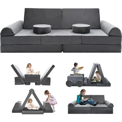 Sofá para niños H&ZT sofá para niños pequeños 8/10/11 piezas sofá modular pepita sofá para sala de juegos Foto 1 de 4