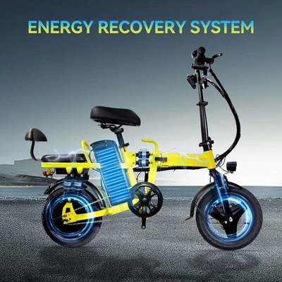 Bicicleta Eléctrica Plegable A9 14"" Pico 750W 48V 20AH Batería 20mph Amarilla Foto 1 de 4