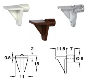 Plastic Cabinet & Bookcase Shelf Studs Pins Pegs for 6mmØ Hole Kitchen Cupboard - Picture 1 of 8