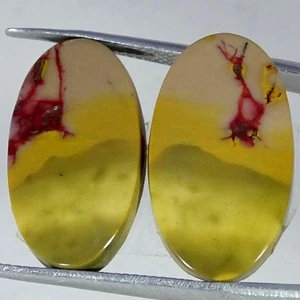 21.00Cts Natural Polygram Jasper Pair Earrings Making Oval Cabochon 12X22X4MM - Picture 1 of 4