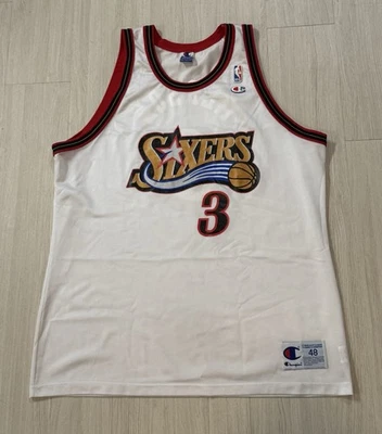 Vintage 90s Allen Iverson Champion Jersey 48 Philadelphia 76ers White Barkley - Image 1 of 4