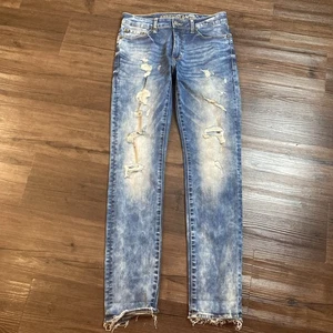 Pantalones de mezclilla ajustados American Eagle para hombre 30x31 Extreme Flex lavado ácido desgastados - Imagen 1 de 15