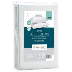 Cotton Pillow Protectors with Zipper - Zip Up Pillowcase Queen Size 20x30 (Se... - Picture 1 of 5