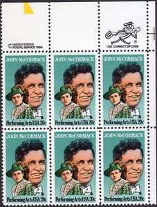 Scott #2090 John McCormack Zip Block of 6 Stamps - MNH - Picture 1 of 2