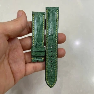 20/18mm Padded  Green  Genuine OSTRICH Leg LEATHER SKIN WATCH STRAP BAND - Picture 1 of 16