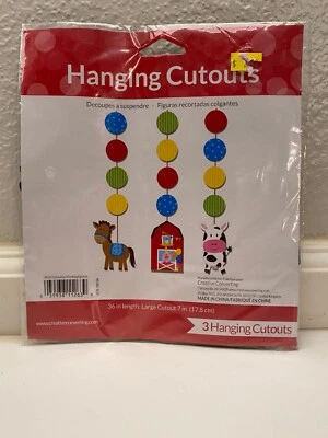 FARMHOUSE FUN Birthday Party Hanging Cutouts Decorations 3 count 36" Length - Image 1 of 2