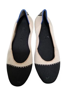 Zapatos para mujer Rothys beige y negro de punto plano punta talla 9 - Imagen 1 de 10