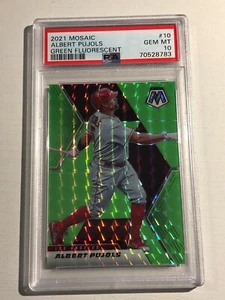 2021 Panini Mosaic Green Flourescent 01/10 Albert Pujols 10 Gem Mint PSA 10 - Picture 1 of 2