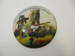 Antique Vintage German Porcelain Badge Hand Painted Hunting Scene Huntsmen - Picture 1 of 4