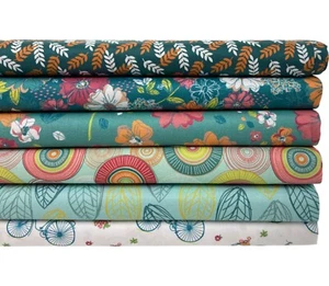 Teal Floral Fabric Floral Dreams Cotton Quilting and Patchwork Modern Flowers - Picture 1 of 16