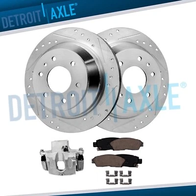 Rear Drilled Rotors Left Caliper Brake Pads for 2002-2009 Trailblazer Envoy 9-7X - Image 1 of 4