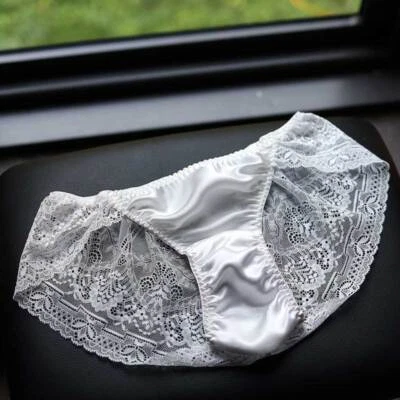 Womens Silk Panties Lace Back Sheer Sexy Underwear Hipsters Knaughty Knickers - Image 1 of 4