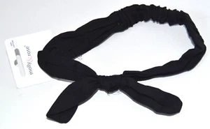 NEW Back To School Girls Black 100% Cotton Bandeaux With Bow Headband Hair - Picture 1 of 1