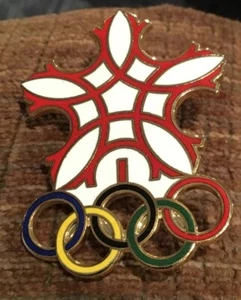 Vintage 1988 Calgary Winter Olympics Large Primary Logo Pin Badge Red - Picture 1 of 2