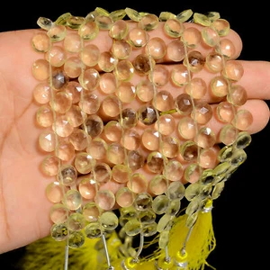 Natural Lemon Topaz Gemstone Heart Faceted Beads 7X7X4 mm Strand 2025 Pcs GB757 - Picture 1 of 4