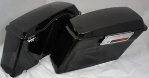 BT OEM black Pearl Fat Ass Wide Width Hard Saddlebags Harley Touring 30% bigger - Picture 1 of 7
