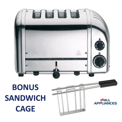 DUALIT TOASTER 4 SLICE NEWGEN POLISHED STEEL 47060 / DU04Png 5 YEAR WTY - Image 1 of 4