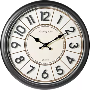40Cm Wall Clock, round with 3D Numerals, Large Silent Wall Clock, Battery Operat - Picture 1 of 12