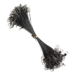 100PCS Anti Bite Steel Fishing Line Steel Wire Leader With Snap Swivel 15CM-30CM - Picture 1 of 12