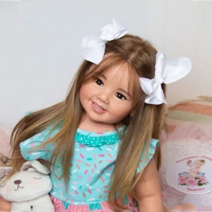 28 Zoll Reborn Baby Puppen entzückender Stoffkörper verwurzeltes Haar lebensecht Kleinkind Geschenk - Bild 1 von 4