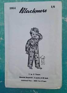 1950s Blackmore Paper Sewing Pattern Boys PJs 1 - 2 yrs Vintage - Picture 1 of 2