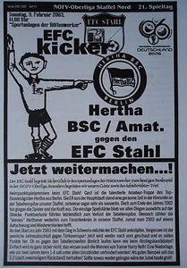 Programm 2002/03 Eisenhüttenstädter FC Stahl - Hertha BSC Am. (ausgef.) - Picture 1 of 1