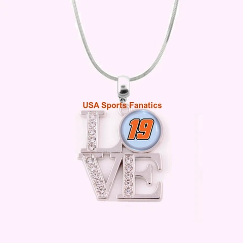 #19 - Martin Truex Jr Team Love Necklace With Rhinestones On A .925 Snake Chain Cover