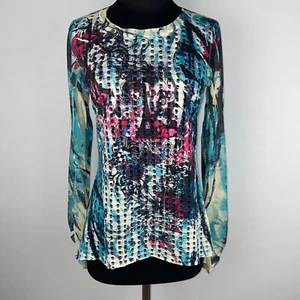 Alberto Makali Damen S Loch Metallic Faden Mesh Rüschen Langarm Top OT - Bild 1 von 14