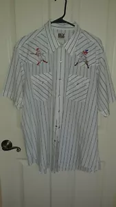 MUST SEE!!!!! Vtg Mens Ely Cattleman Western Shirt XL ☆ OOAK BASEBALL EMBROIDERY - Picture 1 of 12