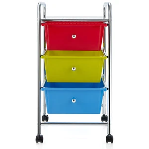 Goplus Home Office 3 Drawers Rolling Storage Cart w/Plastic Drawers Multicolor - Picture 1 of 8