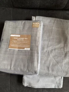 NWT - West Elm Hand Loomed Silk Window Panel Pair - Picture 1 of 3