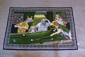 Dogs playing Pool Billiards Tapestry Wall Art Hustler Ripper 34”x54” bar poker