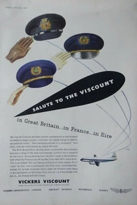 12/1951 PUB VICKERS VISCOUNT AIRLINER BEA AIR FRANCE AER LINGUS ORIGINAL AD - Foto 1 di 1