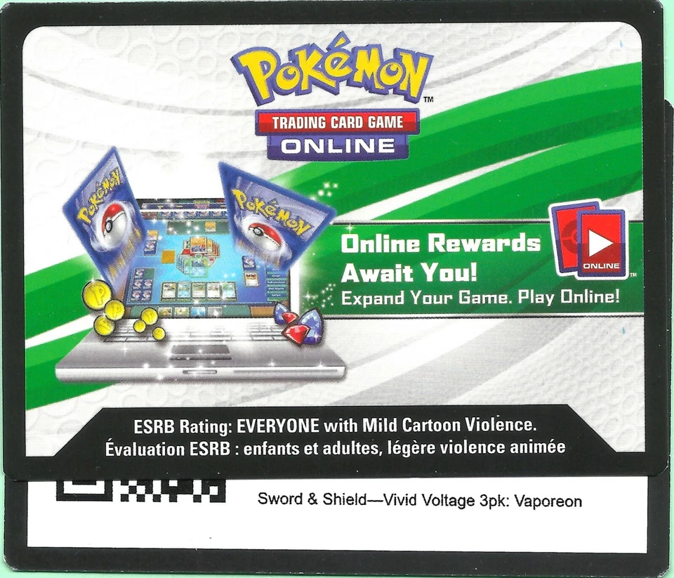 Pokemon SWSH Vivid Voltage 3pk Blister - Vaporeon SWSH072 CODE - Sent via Email - Image 1 of 1